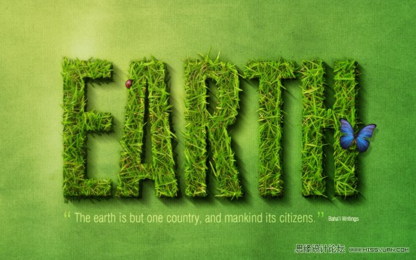 Photoshop制作超炫立体草坪文字