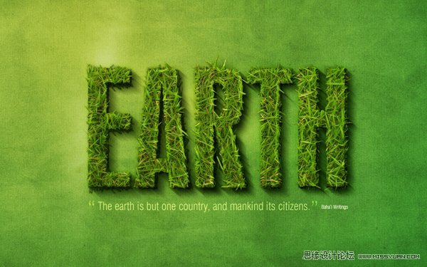 Photoshop制作超炫立体草坪文字