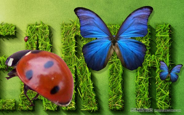 Photoshop制作超炫立体草坪文字