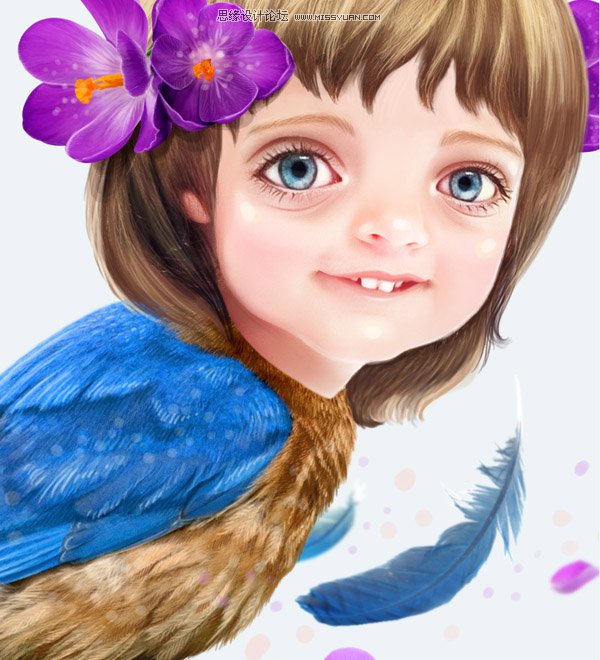 Photoshop合成教程:梦幻的小鸟女孩画像