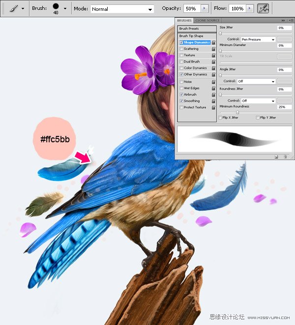 Photoshop合成教程:梦幻的小鸟女孩画像