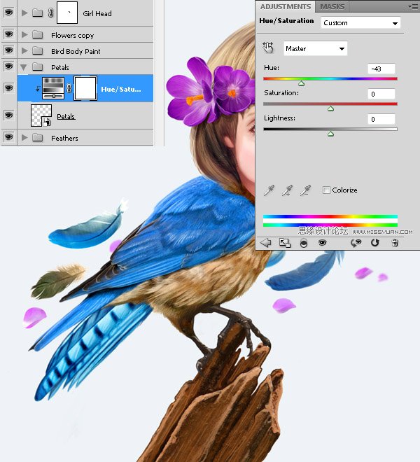 Photoshop合成教程:梦幻的小鸟女孩画像