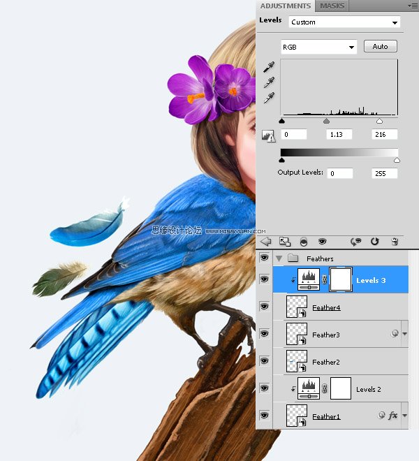 Photoshop合成教程:梦幻的小鸟女孩画像
