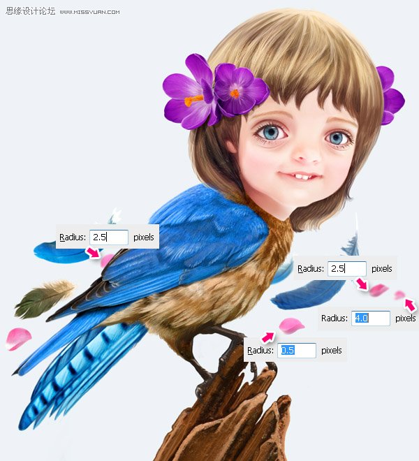 Photoshop合成教程:梦幻的小鸟女孩画像