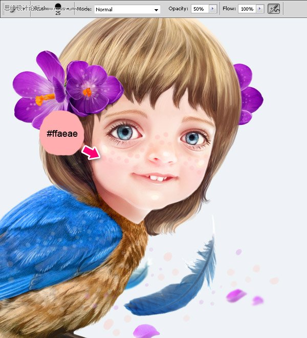 Photoshop合成教程:梦幻的小鸟女孩画像