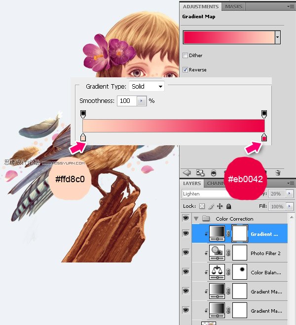 Photoshop合成教程:梦幻的小鸟女孩画像