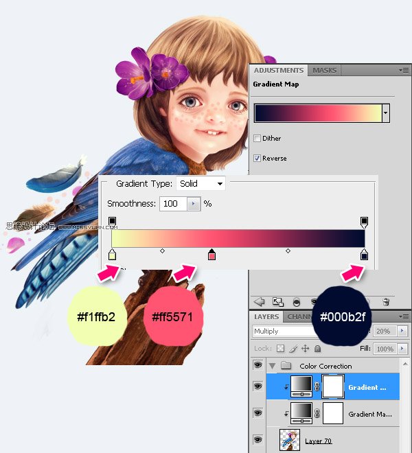 Photoshop合成教程:梦幻的小鸟女孩画像