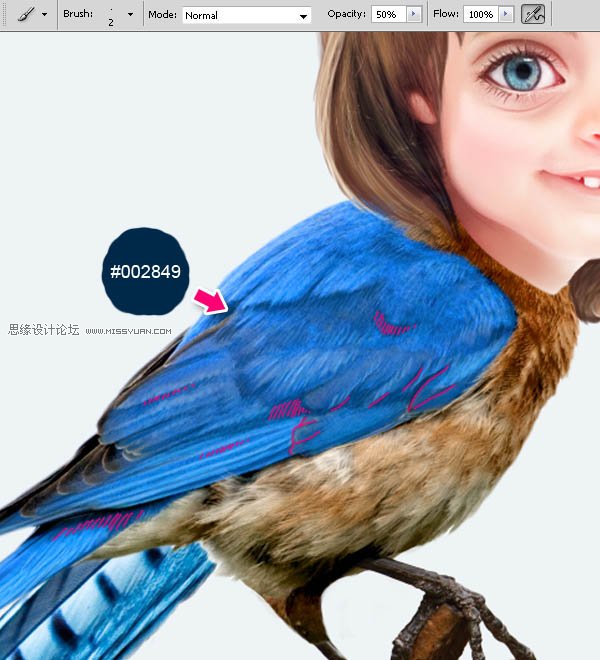 Photoshop合成教程:梦幻的小鸟女孩画像