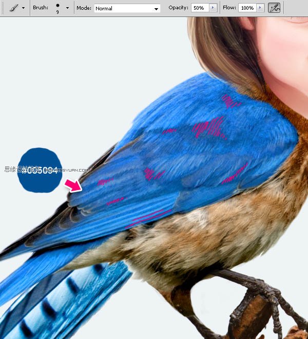 Photoshop合成教程:梦幻的小鸟女孩画像