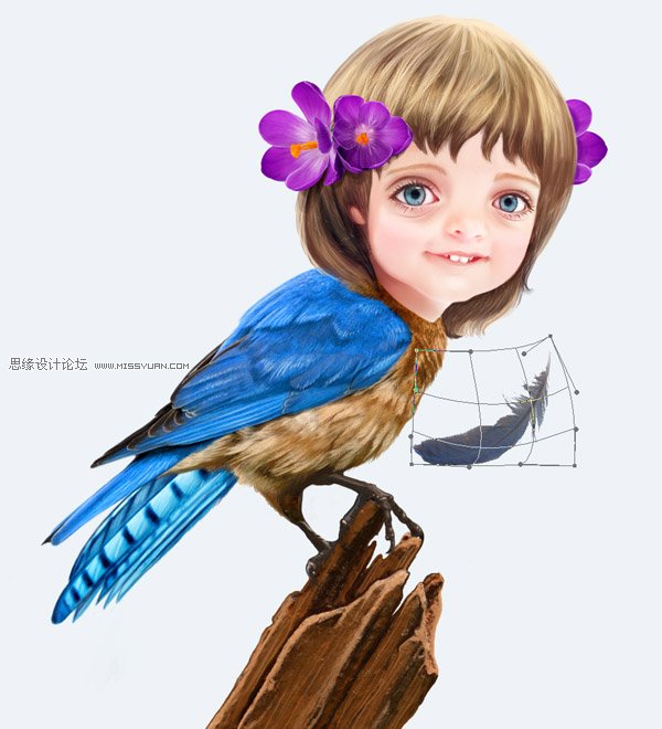 Photoshop合成教程:梦幻的小鸟女孩画像